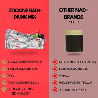 ZOOONE NR1000 - NAD+ Berry Flavor Drink for Skin Aging Support, Energy, and Focus