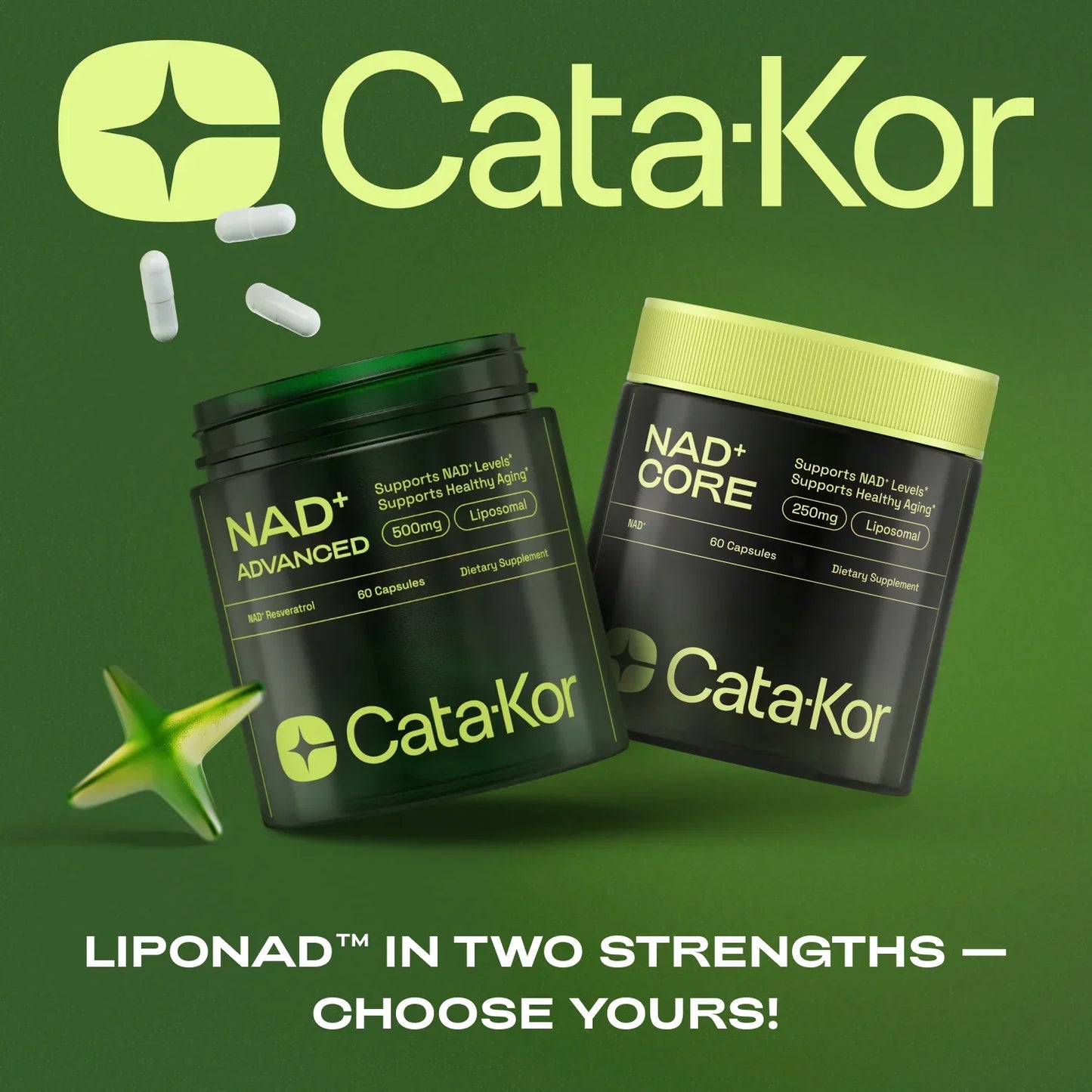 Cata-Kor NAD+ Advanced - NAD Supplement for Skin Aging Support, Energy, and Focus