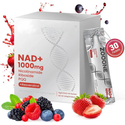 ZOOONE NR1000 - NAD+ Berry Flavor Drink for Skin Aging Support, Energy, and Focus